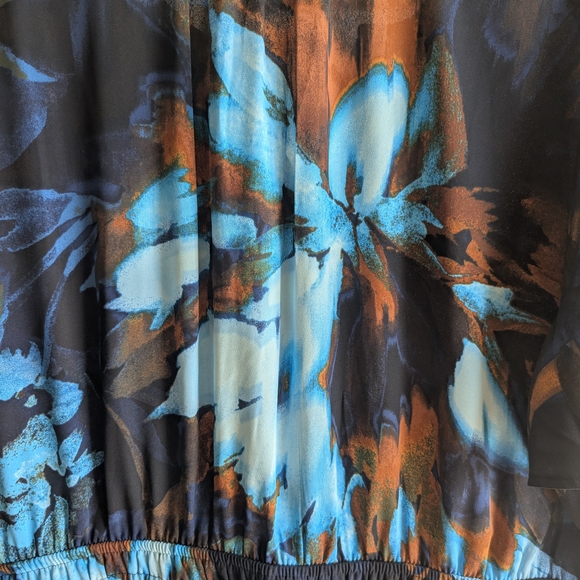 Simply Vera Vera Wang Black and Blue Floral Midi Dress XXL Plus - Picture 6 of 6